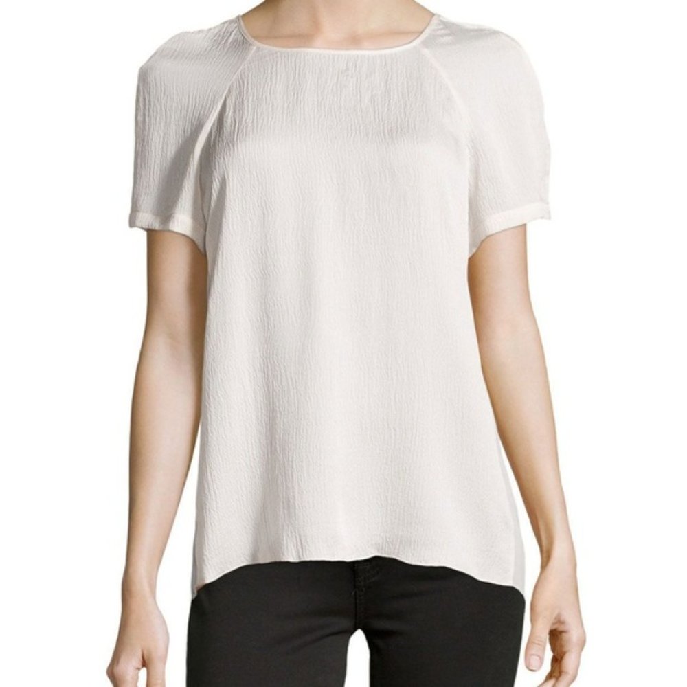 Rebecca Taylor | Pleated-Back Silk Jacquard Top in Sand